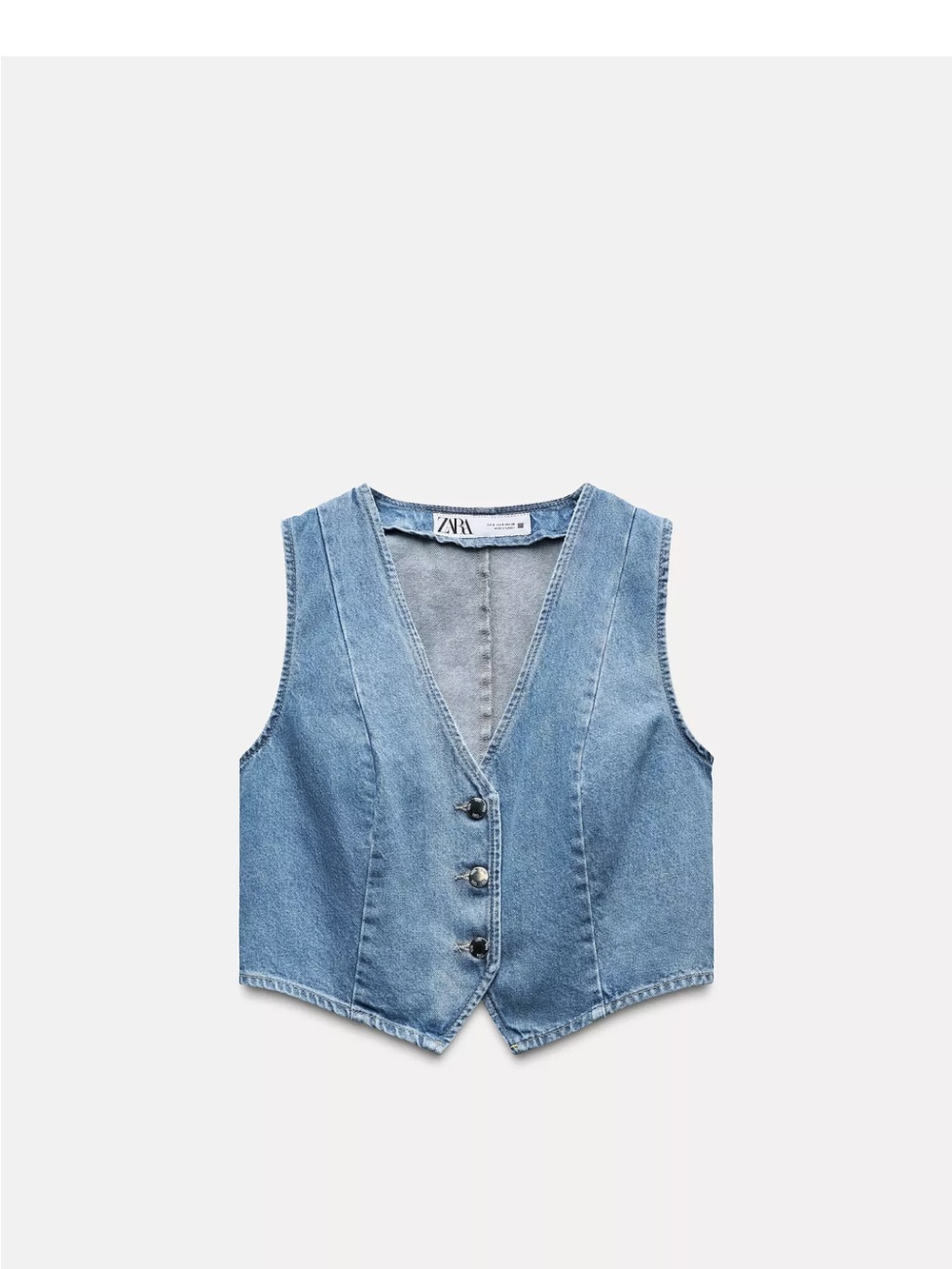 ZARA Blue Denim Buttoned Vest